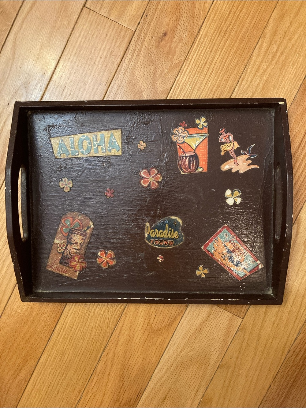 Vintage Wooden Hawaii Decorative Serving Tray